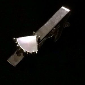 Tie Clip Prong Set Style Mother of Pearl Slice Sil